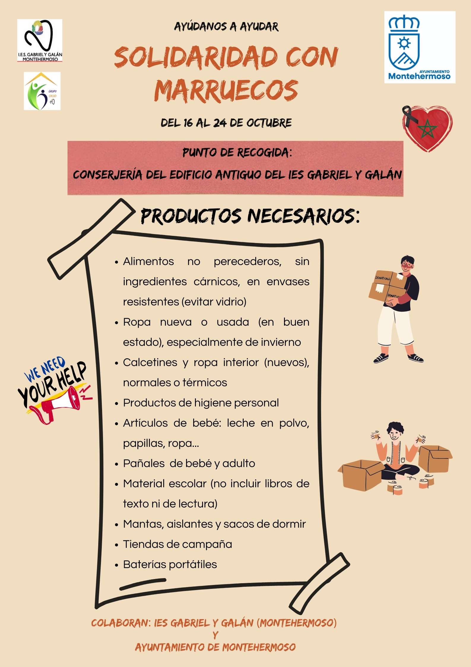 Poster recogida solidaria de alimentos ilustrado y moderno